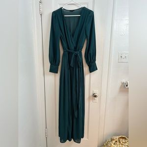 Baltic Born hunter green bridesmaid dress